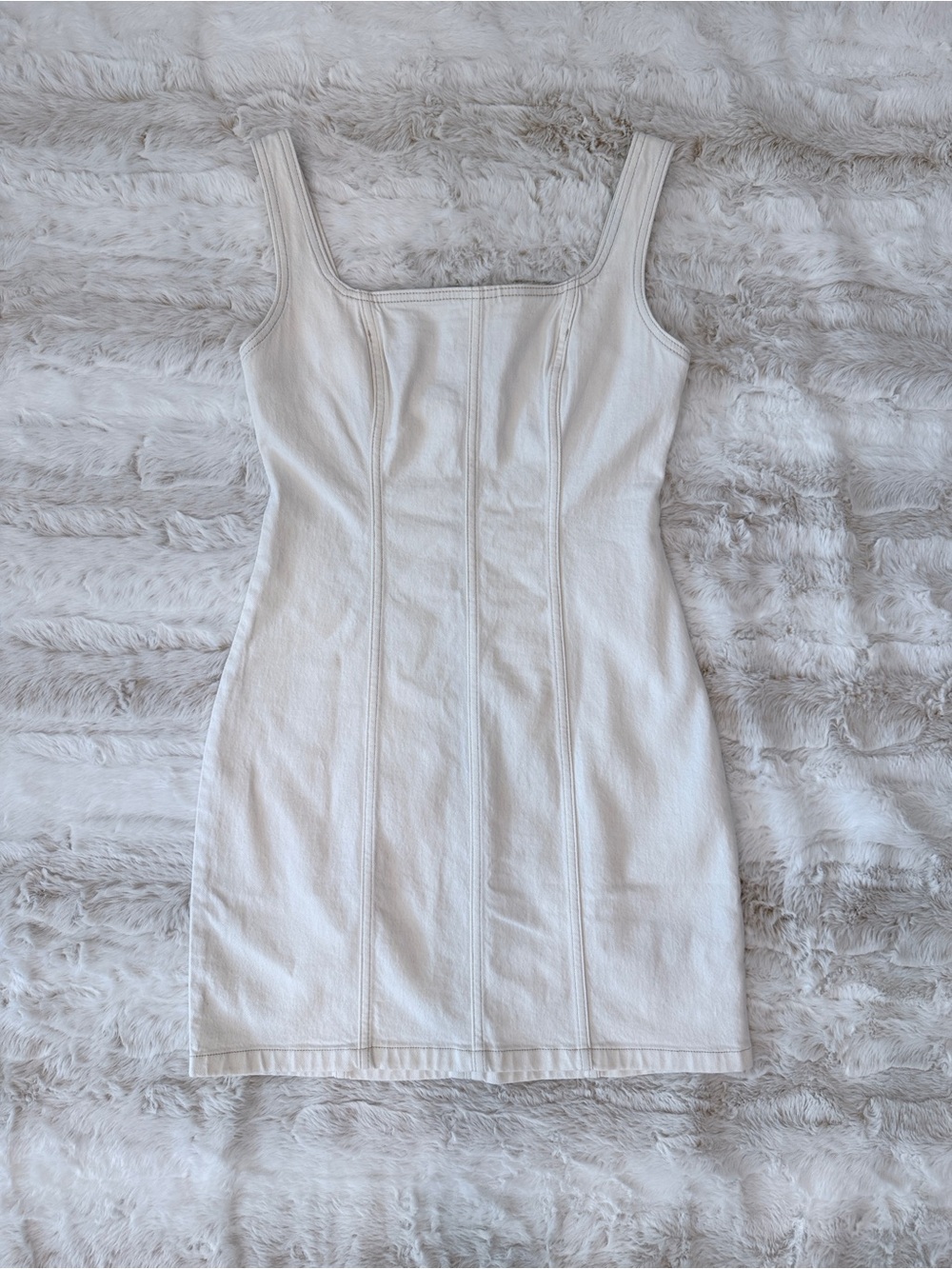 Abercrombie & Fitch Cream Square-Neck Bodycon Mini Dress